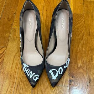 ALDO Black and Green Camouflage Heels